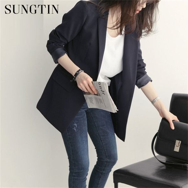 sungtin casual long sleeve womens blazers autumn coats office lady solid elegant black blazer feminino female outerwear y201026, White;black
sungtin casual long sleeve womens blazers autumn coats office lady solid elegant black blazer feminino female outerwear y201026, White;black