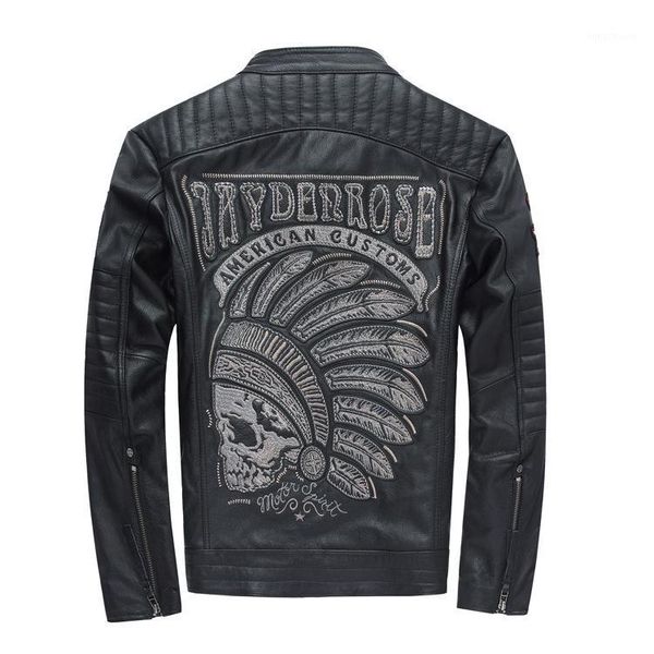 2017 men genuine leather motorcycle jacket skulls embroidery black short slim fit jacket thick cowskin winter coats1
2017 men genuine leather motorcycle jacket skulls embroidery black short slim fit jacket thick cowskin winter coats1