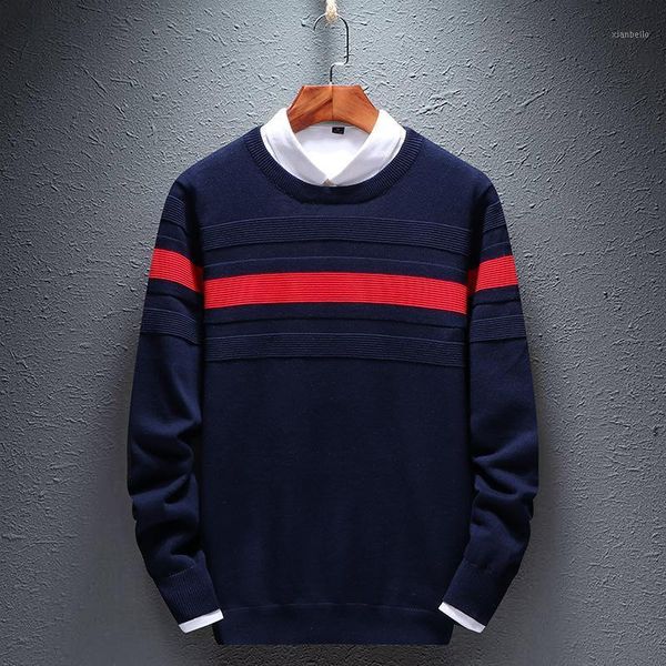 2020 simple sweater men's autumn and winter new cotton and linen o-neck sweater stripe1, White;black 
2020 simple sweater men's autumn and winter new cotton and linen o-neck sweater stripe1, White;black