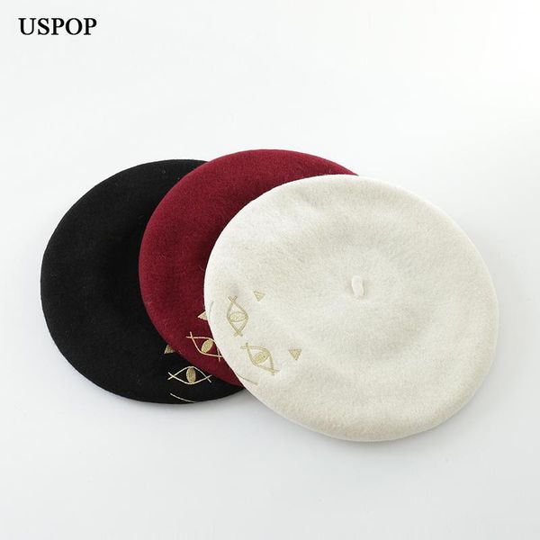 berets uspop winter hat women thick warm 100% wool female cute cat embroidery beret casual woolen, Blue;gray
berets uspop winter hat women thick warm 100% wool female cute cat embroidery beret casual woolen, Blue;gray