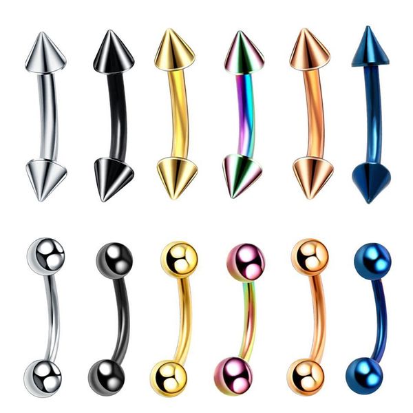 10pcs/lot stainless steel banana barbell double spike&ball end colorful curved barbell eyebrow piercing rings piercing jewelry q sqczgm, Silver
10pcs/lot stainless steel banana barbell double spike&ball end colorful curved barbell eyebrow piercing rings piercing jewelry q sqczgm, Silver