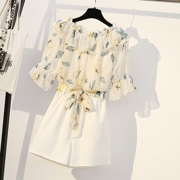 2021 new plus size 4xl 2 define summer sweet chiffon imprint a word turtleneck and white shorts two pieces women's clothes npea, Gray
2021 new plus size 4xl 2 define summer sweet chiffon imprint a word turtleneck and white shorts two pieces women's clothes npea, Gray
