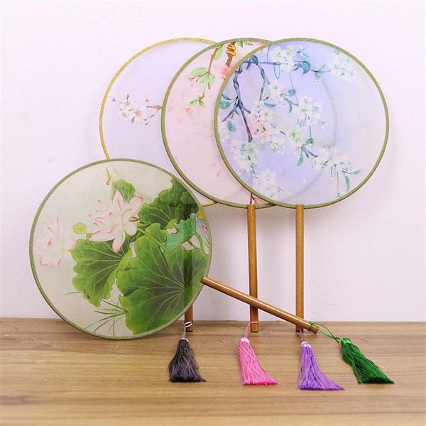party favor women dancing embroidery flower handheld fan vintage translucent chinese style round silk fans
party favor women dancing embroidery flower handheld fan vintage translucent chinese style round silk fans