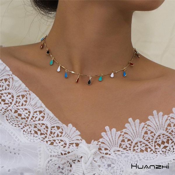 chains huanzhi 2021 retro metal chain colorful drip glaze round water drop pendant clavicle necklace for women party jewelry, Silver
chains huanzhi 2021 retro metal chain colorful drip glaze round water drop pendant clavicle necklace for women party jewelry, Silver