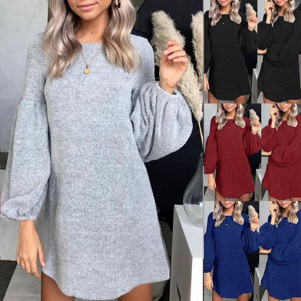 women lantern sleeve o-neck loose a-line sweater dress solid color streetwear x7ya1, Black;gray
women lantern sleeve o-neck loose a-line sweater dress solid color streetwear x7ya1, Black;gray