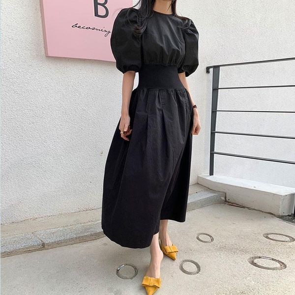 korean chic elegant o-neck dress loose draped high waist big swing half puff sleeve bohemian lady slim maxi dresses 2020 bw2051, White;black
korean chic elegant o-neck dress loose draped high waist big swing half puff sleeve bohemian lady slim maxi dresses 2020 bw2051, White;black