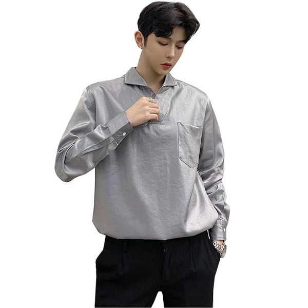 men's casual shirts spring autumn men pullover shirt bright silk satin long sleeve fashion loose hairdresser's singer stage wear, White;black
men's casual shirts spring autumn men pullover shirt bright silk satin long sleeve fashion loose hairdresser's singer stage wear, White;black
