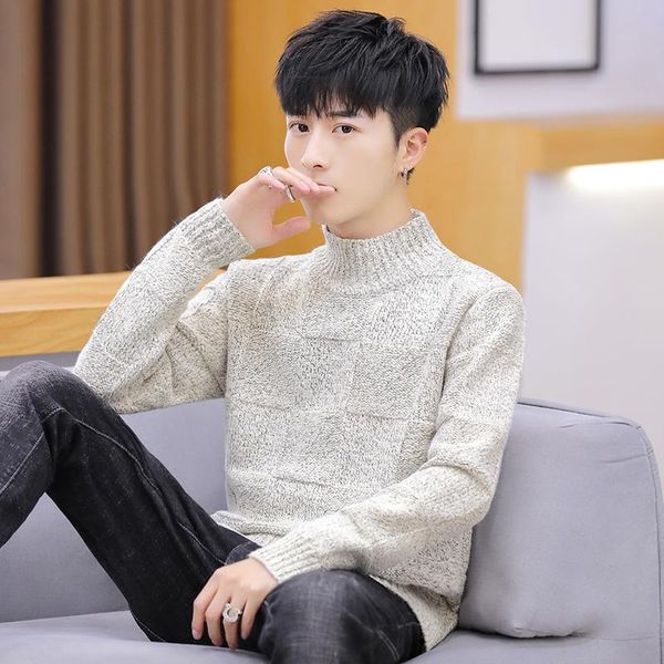 new men's half turtleneck sweater men's solid color slim turtleneck sweater knitted pullover, White;black
new men's half turtleneck sweater men's solid color slim turtleneck sweater knitted pullover, White;black