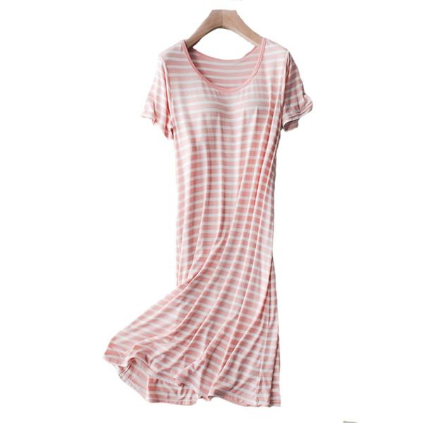 summer bra padded nightgowns women modal short sleeve striped lingerie nightgown loose comfortable knee-length night dress, Black;red
summer bra padded nightgowns women modal short sleeve striped lingerie nightgown loose comfortable knee-length night dress, Black;red