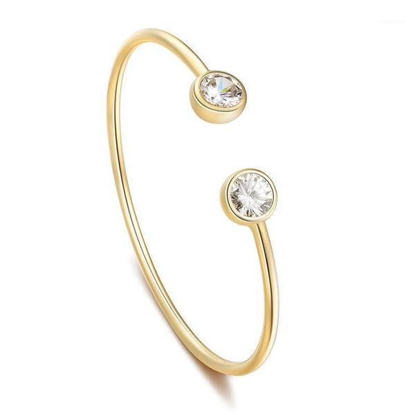 bangle 2 heads rhinestone copper open for women lovely gift jewley wholesale1, Black