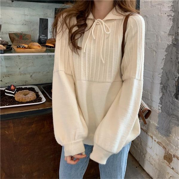autumn and winter loose knitwear preppy style sweet solid color sweaters bandage pullovers 1, White;black
autumn and winter loose knitwear preppy style sweet solid color sweaters bandage pullovers 1, White;black