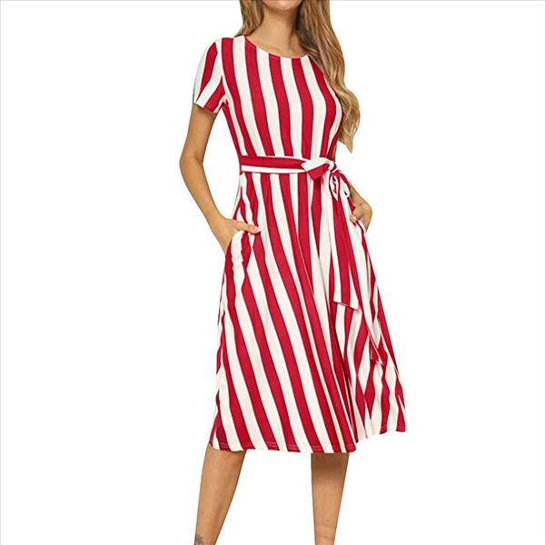 dress women striped printed short sleeve tie loose above knee o neck dignified noble popular short dress summer, Black;gray
dress women striped printed short sleeve tie loose above knee o neck dignified noble popular short dress summer, Black;gray