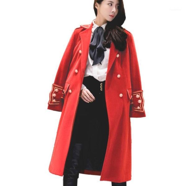 2020 winter new loose handsome red woolen coat women double breasted court retro style long wool blends coat1, Black
2020 winter new loose handsome red woolen coat women double breasted court retro style long wool blends coat1, Black
