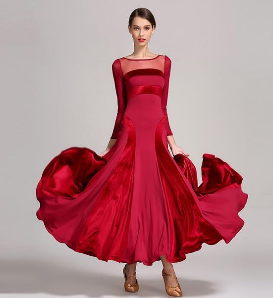 stage wear ballroom dance competition dresses standard dress costumes waltz s9047, Black;red
stage wear ballroom dance competition dresses standard dress costumes waltz s9047, Black;red