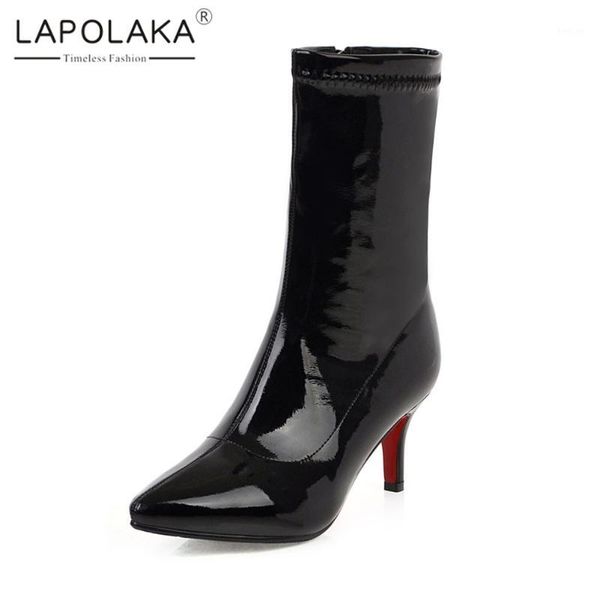 lapolaka new big size 32-43 pointed toe patent pu ladies high heels shoes woman casual party mid calf boots women1, Black
lapolaka new big size 32-43 pointed toe patent pu ladies high heels shoes woman casual party mid calf boots women1, Black