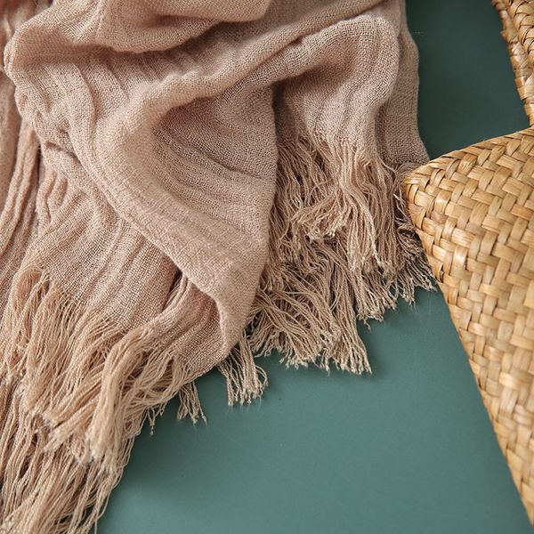 green women thin pure color cotton hemp scarf literary winter long cape, Blue;gray
green women thin pure color cotton hemp scarf literary winter long cape, Blue;gray