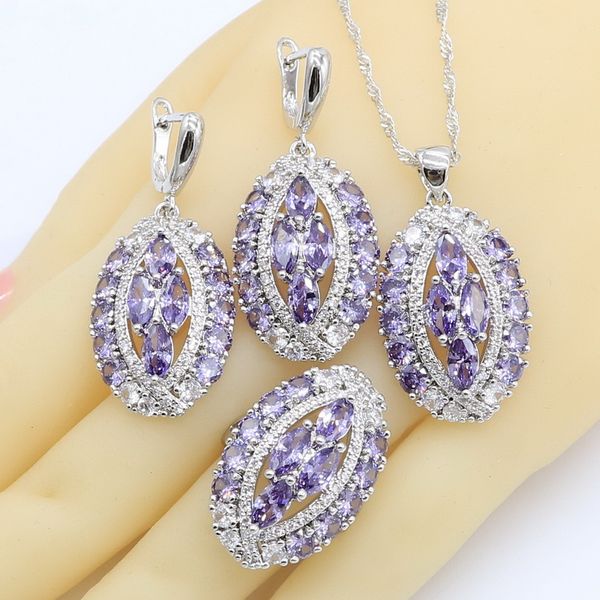 geometric purple zircon silver color jewelry sets for women bracelet earrings necklace pendant ring wedding birthday gift
geometric purple zircon silver color jewelry sets for women bracelet earrings necklace pendant ring wedding birthday gift