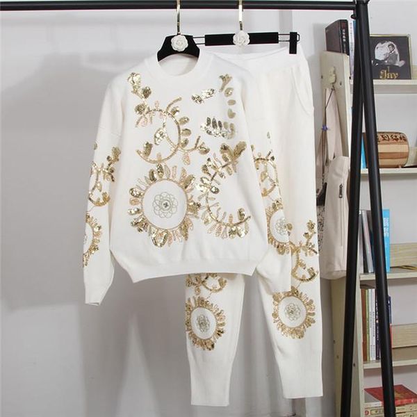 2020 fall winter women's sweater designer pullover fashion sequins loose long sleeve knitwear black white pull luxury high-end designer
2020 fall winter women's sweater designer pullover fashion sequins loose long sleeve knitwear black white pull luxury high-end designer