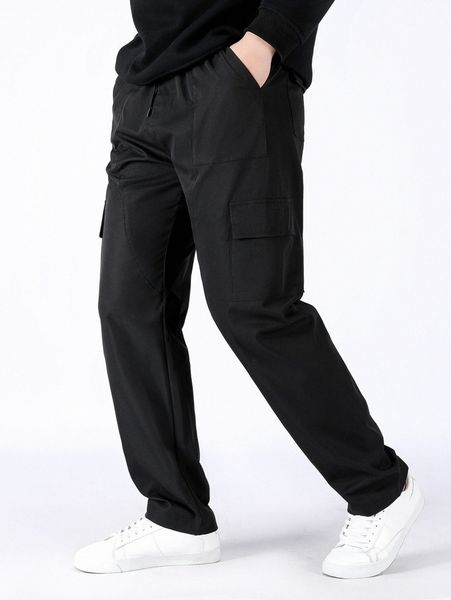 men flap pocket side drawstring waist cargo pants i5y6#, Black
men flap pocket side drawstring waist cargo pants i5y6#, Black