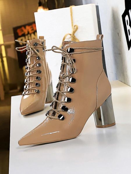 boots female winter metal with high heels fashion trend the glossy coat of paint pointed cross strap lace-up joker, Black
boots female winter metal with high heels fashion trend the glossy coat of paint pointed cross strap lace-up joker, Black