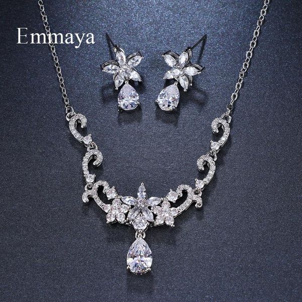 emmaya brand fashion flower cubic zircon water drop pendant crystal earrings necklace set for women wedding jewelry gift, Silver
emmaya brand fashion flower cubic zircon water drop pendant crystal earrings necklace set for women wedding jewelry gift, Silver