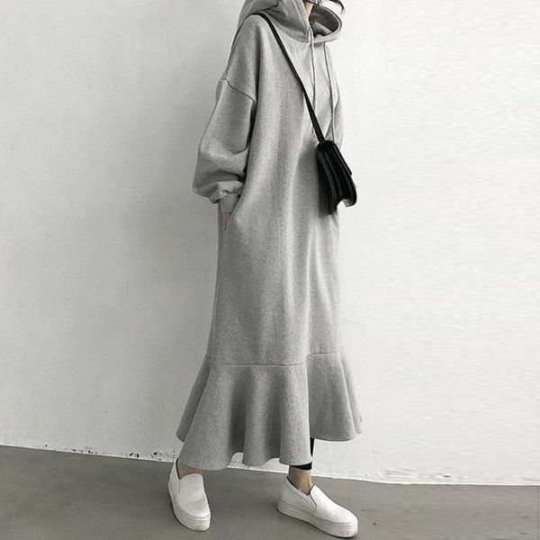 simple stylish hoodie dress women korean vestido fleece warm sweatshirts long sleeve chic ruffle hooded loose midi dresses, Black;gray
simple stylish hoodie dress women korean vestido fleece warm sweatshirts long sleeve chic ruffle hooded loose midi dresses, Black;gray