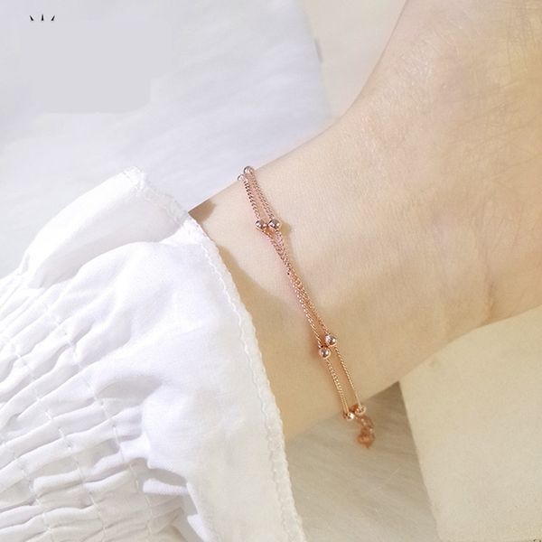 s925 sterling silver round bead double layer japanese and korean style simple inter bead chain guangzhu student live beaded bracelet bracele, Golden;silver
s925 sterling silver round bead double layer japanese and korean style simple inter bead chain guangzhu student live beaded bracelet bracele, Golden;silver