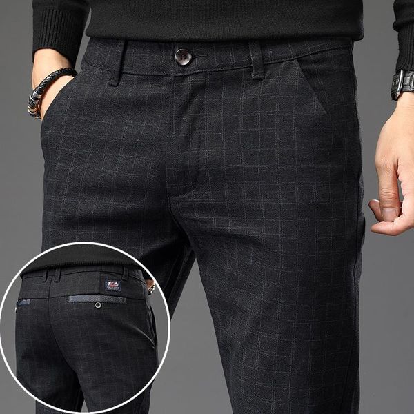 men's pants fitted straight plaid color business casual 2021 autumn brand clothing comfortable stretch classic slim, Black
men's pants fitted straight plaid color business casual 2021 autumn brand clothing comfortable stretch classic slim, Black
