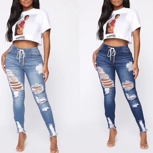 women's jeans women stretch ripped distressed skinny high waist denim elastic shredded trousers slim laides spring pants, Blue
women's jeans women stretch ripped distressed skinny high waist denim elastic shredded trousers slim laides spring pants, Blue