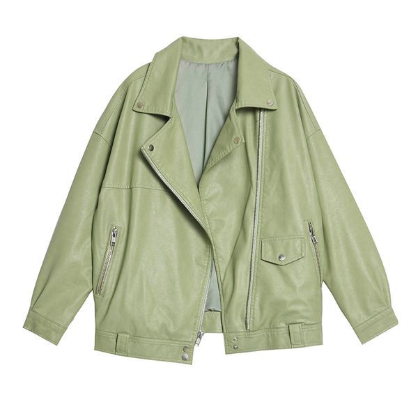 2021 new autumn women green faux soft leather jacket female streetwear down collar coat outwear uke7, Black
2021 new autumn women green faux soft leather jacket female streetwear down collar coat outwear uke7, Black