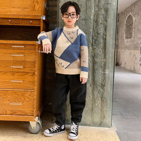children's middle wear winter new 2020 school boys' color matching sweater round neck pullover ehl0, Blue
children's middle wear winter new 2020 school boys' color matching sweater round neck pullover ehl0, Blue