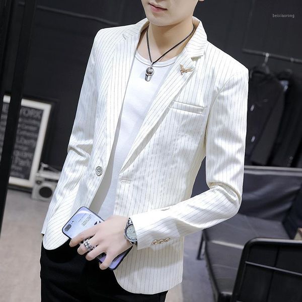 men's blazers and suit jackets one button striped casual suit mens blazer jacket slim fit new1, White;black
men's blazers and suit jackets one button striped casual suit mens blazer jacket slim fit new1, White;black