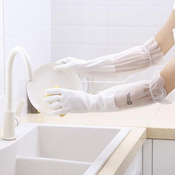 disposable gloves durable kitchen dishwashing female cleaning housework washing clothes rubber long plus velvet waterproof 
disposable gloves durable kitchen dishwashing female cleaning housework washing clothes rubber long plus velvet waterproof