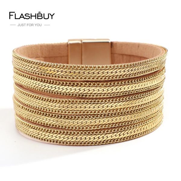 flashbuy new fashion gold color charm chain leather bracelets for women simple multilayer wide bangles party jewelry sale, Golden;silver
flashbuy new fashion gold color charm chain leather bracelets for women simple multilayer wide bangles party jewelry sale, Golden;silver