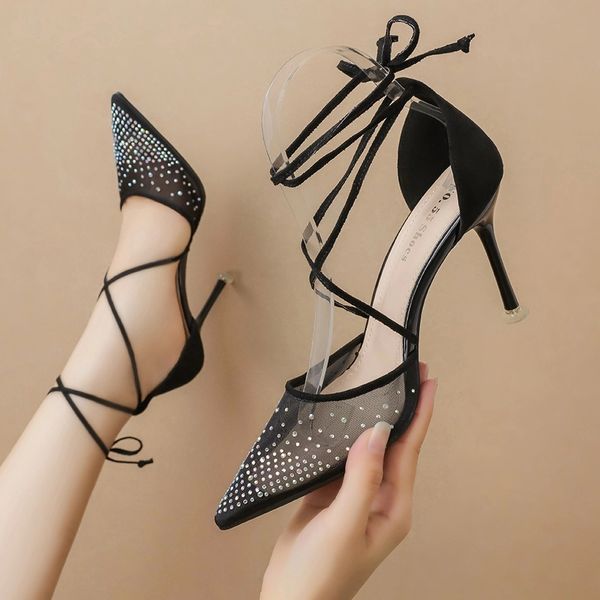 new lace mesh yarn polka dot breathable high heel slender heel shallow mouth pointed single shoes 9cm size 34-40 #2q5b, Black
new lace mesh yarn polka dot breathable high heel slender heel shallow mouth pointed single shoes 9cm size 34-40 #2q5b, Black