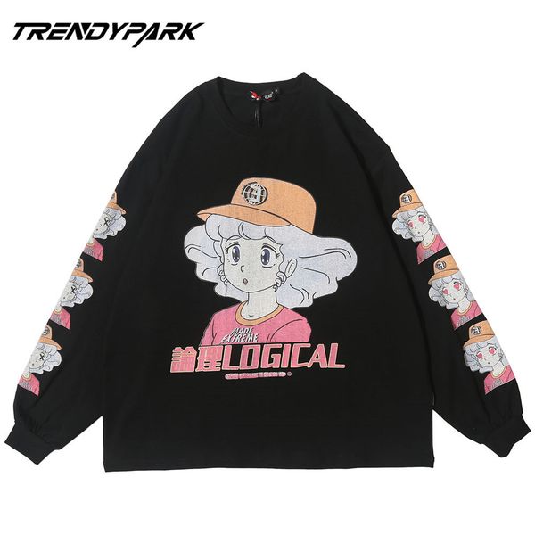 men women printed cartoon pretty girl t shirt hip hop oversized streetwear long sleeve harajuku tshirt cotton tees 201125, White
men women printed cartoon pretty girl t shirt hip hop oversized streetwear long sleeve harajuku tshirt cotton tees 201125, White