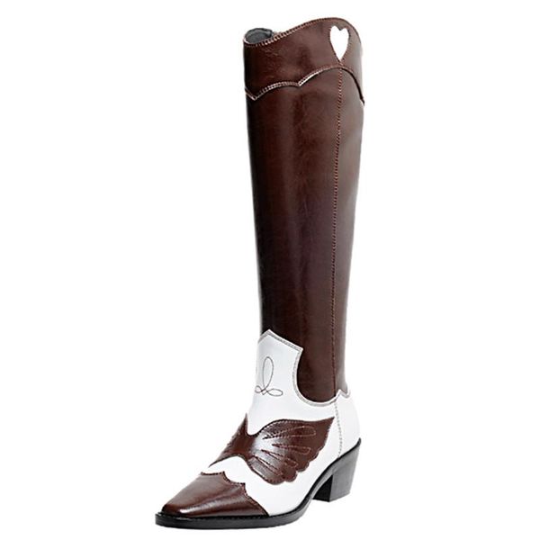boots mixed color pointed toe women western handmade genuine leather cowboy style long slip on knee high lady, Black
boots mixed color pointed toe women western handmade genuine leather cowboy style long slip on knee high lady, Black