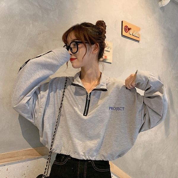 km57r early spring new autumn women's style thin long sleeve zipper sweater korean ins trendy hip high bf hop jacket jacketjacket short, Black
km57r early spring new autumn women's style thin long sleeve zipper sweater korean ins trendy hip high bf hop jacket jacketjacket short, Black