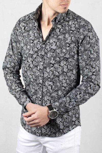 men's casual shirts deepsea black men 's shirt 100 cotton flower motif pattern narrow cut long sleeve spring summer party prom bus, White;black
men's casual shirts deepsea black men 's shirt 100 cotton flower motif pattern narrow cut long sleeve spring summer party prom bus, White;black
