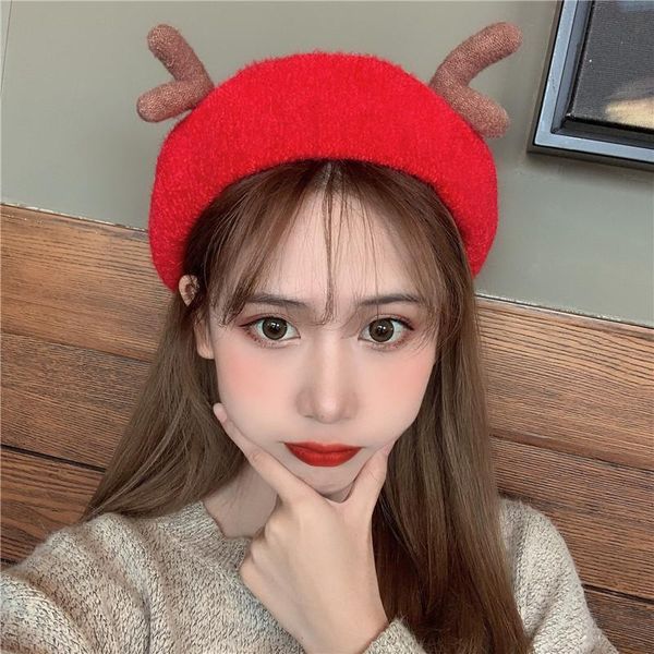 berets christmas autumn winter warm women hat adjustable cute little antler casual solid color elegant girl beret, Blue;gray
berets christmas autumn winter warm women hat adjustable cute little antler casual solid color elegant girl beret, Blue;gray