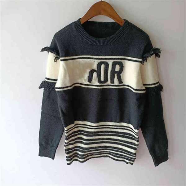 autumn new fashion brand striped embroidery tassel design pullover loose casual slim women's knitted sweater, White
autumn new fashion brand striped embroidery tassel design pullover loose casual slim women's knitted sweater, White