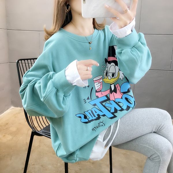 autumn 2020 korean loose thin cartoon sweater color matching long sleeve fake two large women's sweater p8efe, Black
autumn 2020 korean loose thin cartoon sweater color matching long sleeve fake two large women's sweater p8efe, Black