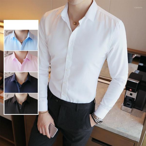 new handsome guy 2020 tuxedo solid color long sleeve shirt men slim fit marry dress classic white shirts 4xl, White;black
new handsome guy 2020 tuxedo solid color long sleeve shirt men slim fit marry dress classic white shirts 4xl, White;black