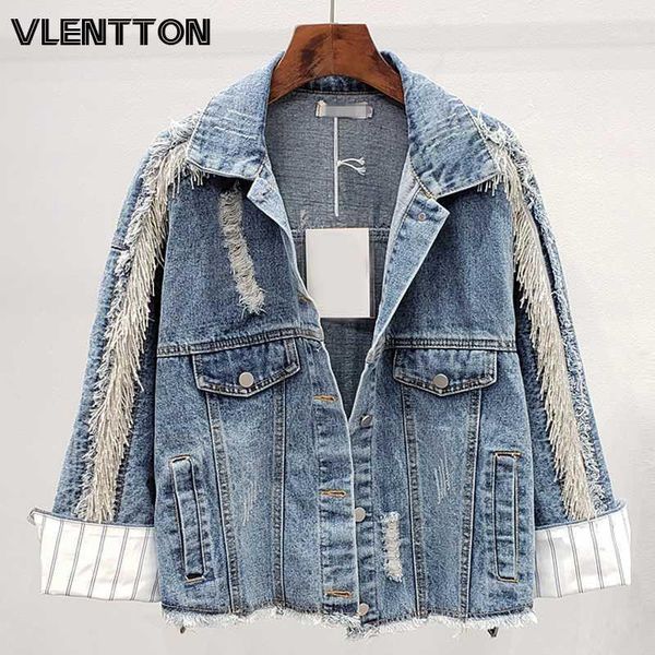 women's jackets 2021 spring autumn vintage heavy tassel hole jeans women splice short casual loose denim coat female cowboy outwear1, Black;brown
women's jackets 2021 spring autumn vintage heavy tassel hole jeans women splice short casual loose denim coat female cowboy outwear1, Black;brown