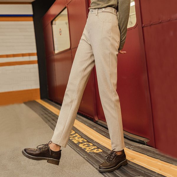 inman winter new arrivals relax slim versatile high waist long suede fashion women's trousers 201109, Black;white
inman winter new arrivals relax slim versatile high waist long suede fashion women's trousers 201109, Black;white