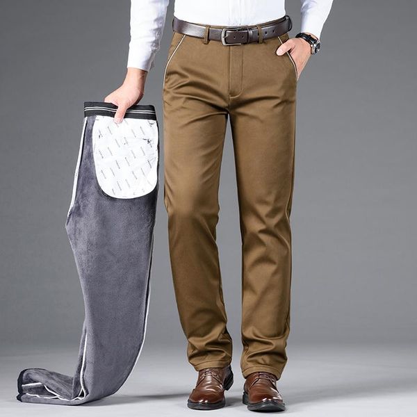 men's pants 2021winter thick warm casual classic style straight business brown khaki mink velvet trousers brand, Black
men's pants 2021winter thick warm casual classic style straight business brown khaki mink velvet trousers brand, Black