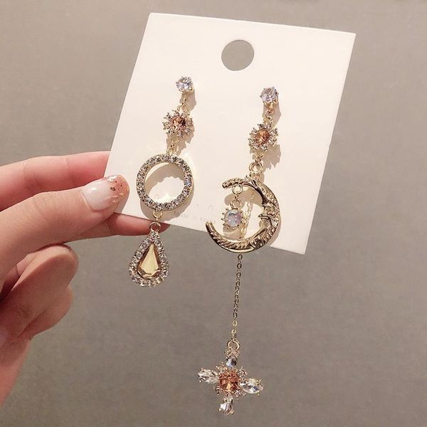 ls of the new zircon xingyue cross long earrings small fragrance tassel personality ab asymmetric earrings, Golden;silver
ls of the new zircon xingyue cross long earrings small fragrance tassel personality ab asymmetric earrings, Golden;silver