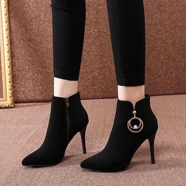 short boots woman's shoes high heels ankle boot new korean style pointed toe stiletto heel thin all-match martin boots, Black
short boots woman's shoes high heels ankle boot new korean style pointed toe stiletto heel thin all-match martin boots, Black