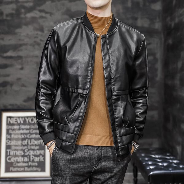 2020 new winter trend slim fit short baseball collar leather jacket youth men's fashion, Black;brown
2020 new winter trend slim fit short baseball collar leather jacket youth men's fashion, Black;brown
