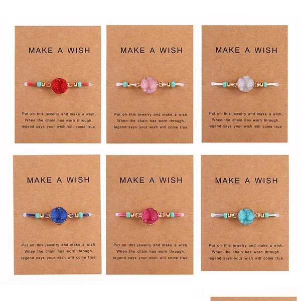 handmade druzy resin stone bracelet make a wish card wax rope braided bracelets bangles with rice bead for women sqcoac beauty888, Golden;silver
handmade druzy resin stone bracelet make a wish card wax rope braided bracelets bangles with rice bead for women sqcoac beauty888, Golden;silver